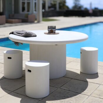 Round white Concrete Table