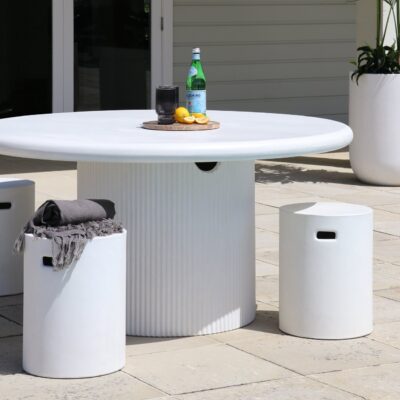 Round Concrete white Outdoor Table